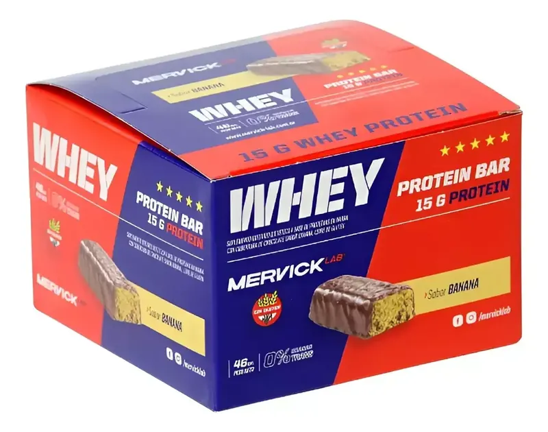 Whey Protein Bar 12 Unidades Mervick-lab 46gr Barra Proteica